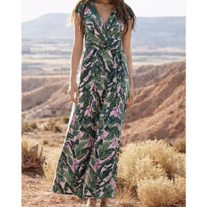 Women's Lands' End Tropical Birds of Paradise Maxi Dress MP Pink Green